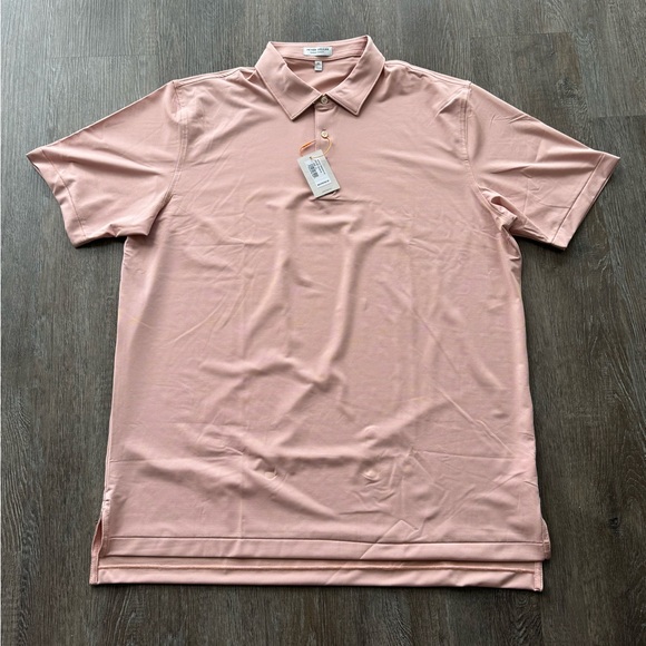 Peter Millar CS Summer Comfort Men’s XL Striped Orange Gray Golf Polo Shirt - Picture 2 of 6